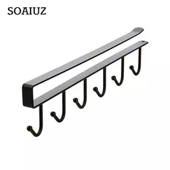 1 шт., металлическая специальная U-типа, 6 крючков, стойка для ванной комнаты, кухни, стеллаж для хранения, подвесные крючки, 6 крючков, держатели для кружек белый