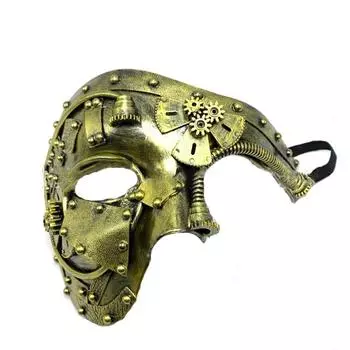 1 шт. Металлическая стимпанк маска-фантом на пол-лица, маскарадная костюмная маска 18,5*15,5 см
