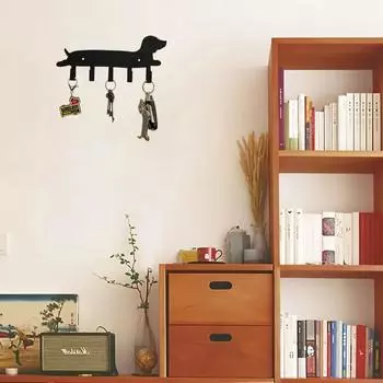 1 шт. металлическая стойка для ключей, знак для собак, крючки для ключей, вешалка, настенная, с 5 крючками, украшение для дома в помещении и на открытом воздухе чёрный