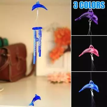 1 шт. металлическая трубка Дельфин колокольчик домашний сад орнамент кулон декор 40 см розовый