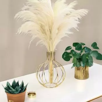 1 шт. Металлическая ваза для цветов с прозрачной трубкой, небьющиеся вазы, креативное украшение для дома для свадебной вечеринки, фестиваля 1pc (no flowers) золотой
