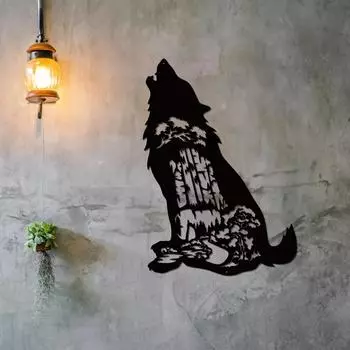 1 шт. Металлическая вывеска с монограммой в виде волка, декор для стен в виде леса и волка, уникальное настенное украшение в виде волка, стильное металлическое искусство, идеальный подарок для него светло-серый