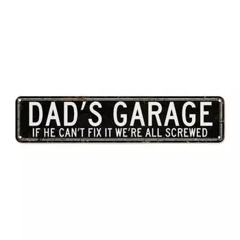 1 шт., металлическая жестяная табличка «Гараж папы» (15,75 x3,94 /40x10см), Новинка Уличный знак, Декор для дома Декор для стен Декор для ресторана чёрный