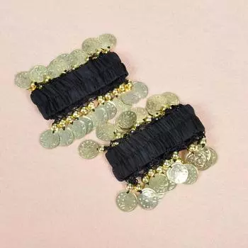 1 шт. Металлические браслеты-монеты для танца живота, браслеты на запястье и лодыжку для танца живота, шифоновые золотые монеты, аксессуары для танца живота чёрный