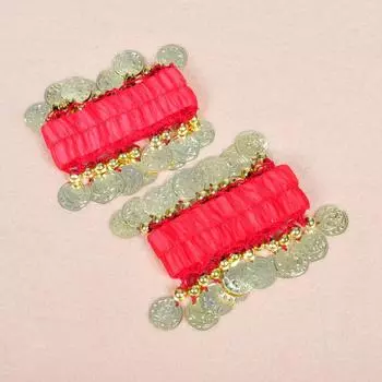 1 шт. Металлические браслеты-монеты для танца живота, браслеты на запястье и лодыжку для танца живота, шифоновые золотые монеты, аксессуары для танца живота красный