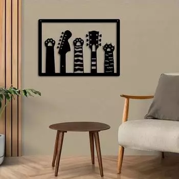 1 шт. Металлические гитары и кошачья лапа настенная скульптура декоративный настенный силуэт стильный металлический настенный декор для украшения дома и офиса светло-серый