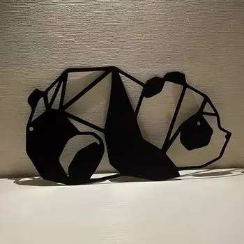 1 шт. Металлические панды настенное искусство - черные металлические скульптуры для декора улицы, гостиной, ванной комнаты и спальни светло-серый