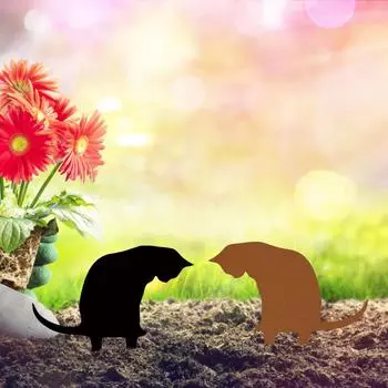 1 шт. Металлические садовые статуи кошек, черный силуэт кошки, декоративные садовые колья, садовые статуи, колья для животных для двора и газона красный