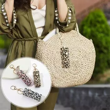 1 шт. металлические заклепки с леопардовым принтом искусственная кожа ручная помада сумка брелок небольшой подарок кожаные изделия многоцветные