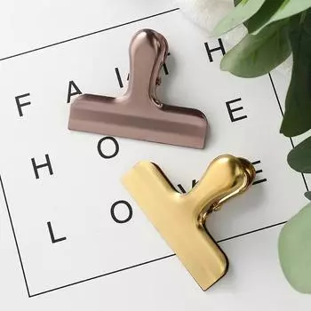 1 шт., металлические зажимы для сумок, уплотнительные зажимы для пищевых продуктов, медная поверхность, нержавеющая сталь, офисная папка для файлов, кухонные принадлежности для хранения вещей