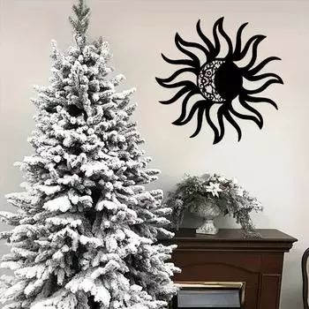 1 шт. Металлический декор для стен в виде солнца и луны - элегантный знак солнца и луны - силуэт из железа - уникальная металлическая настенная подвеска для дома светло-серый