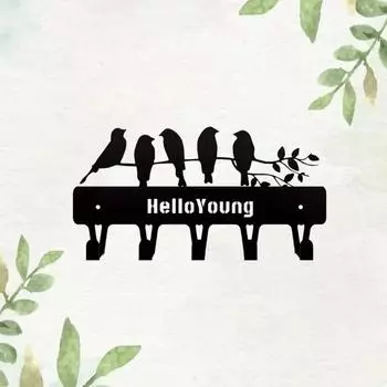 1 шт. Металлический держатель для ключей - настенный крючок Five Birds, декоративные аксессуары для настенного монтажа, брелок, кольцо для ключей чёрный