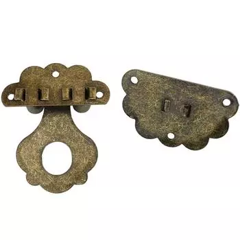 1 шт., металлический крючок-засов с 6 винтами, античная бронза, 40X36 мм, декоративный деревянный ящик, сундук, навесной замок, винтажная железная фурнитура