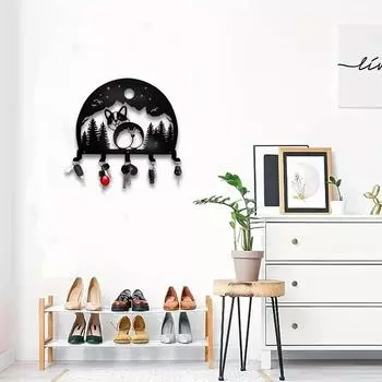 1 шт. Металлический милый крючок для настенной вешалки в виде корги - настенный крючок для одежды, бытовая полка с 5 крючками и железным изделием для подвешивания бронзовый