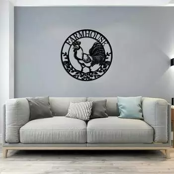 1 шт., металлический настенный декор для фермерского дома, листья петуха, настенное украшение, настенный декор, металлический настенный декор, настенная наклейка из железа чёрный