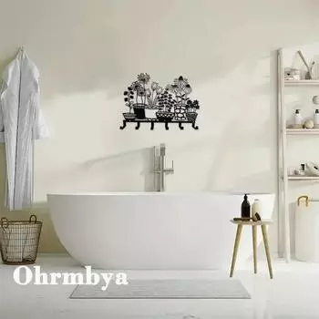 1 шт. Металлический настенный подвесной держатель – черная ваза для цветов, держатель ключей с 6 крючками, стильная вешалка для одежды и вешалка для полотенец M чёрный