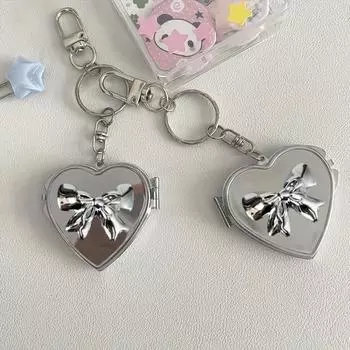 1 шт. металлический нишевый зеркальный брелок с любовью, серебряный бант, Y2K, сумка, подвеска, премиум-стиль Ins, Корея