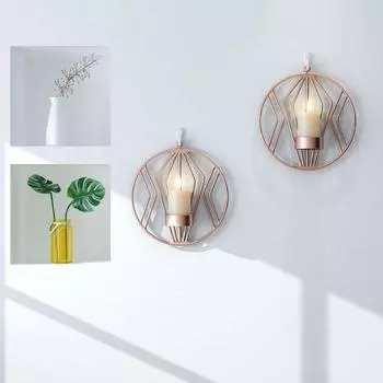 1 шт. металлический подсвечник в европейском стиле, геометрический круглый настенный подсвечник, настенный кованый декоративный орнамент Pack of 1