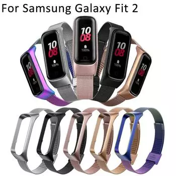 1 шт., металлический ремешок для умных часов для Samsung Galaxy Fit 2 R220, сменный ремешок из нержавеющей стали, браслет, чехол, аксессуар с пряжкой