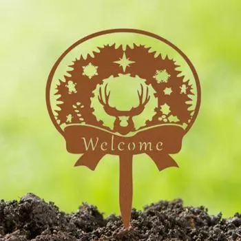 1 шт. Металлический рождественский столб для садового знака - добавьте нотку рождественского духа с этим декором. Стильный рождественский кол. чёрный