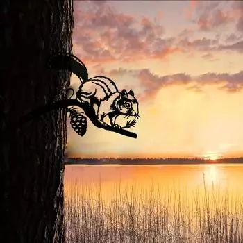 1 шт. металлический садовый колышек в виде силуэта бурундука - креативный дизайн бурундука на ветке - очаровательное садовое украшение и статуэтка бежевый