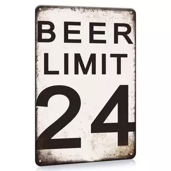 1 шт., металлический знак Beer Limit 24, паб, металлическая пластина, гаражный знак, художественный декор для стен, мужской пещерный бар, паб, металлический постер, декоративный аксессуар чёрный