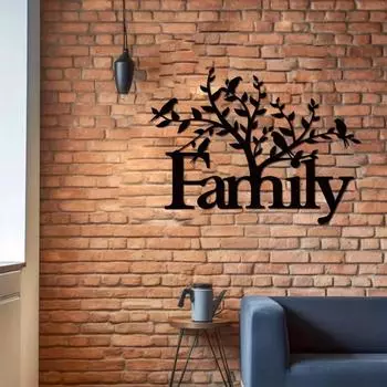 1 шт. Металлический знак «Семейное дерево» — элегантный декор для семейной стены, стильное металлическое искусство для дома, идеальный настенный знак для семьи и продуманный подарок светло-серый