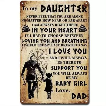 1 шт. Металлический знак Ymyoo Vikings Give My Daughter Love Dad Dad and Doch Garage Metal Sign чёрный