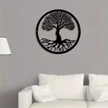 1 шт. Металлическое Дерево Жизни, настенное искусство, современный декор для стен из дерева, элегантный металлический декор для дома, уникальное украшение из дерева жизни чёрный