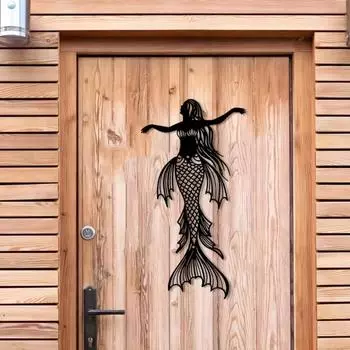 1 шт. Металлическое настенное украшение в виде русалки, металлический якорь русалки, уличная скульптура, железный якорь русалки, украшение для патио в саду темно-синий