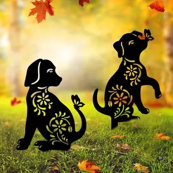 1 шт. Металлическое украшение для кошки и собаки, очаровательное уличное искусство, уникальная кошка и собака, металлическое украшение для двора, обязательное очаровательное садовое металлическое украшение ярко-розовый