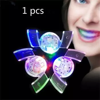 1 шт. мигающий светодиодный фонарь для рта, светящиеся зубы для вечеринки на Хэллоуин, забавные игрушки (цвет: чистый)