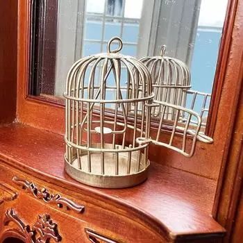 1 шт. микро-ландшафтное украшение 1/12 кукольный домик миниатюрная металлическая клетка для птиц модель мебель комната сцена аксессуар своими руками белый