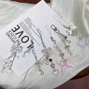 1 шт. Милая бабочка, бусина ручной работы, милая девушка, брелок для ключей для IP 11 камеры, кавайный Y2K Love, пятиконечная звезда, телефонные подвески, кулон