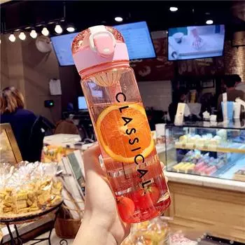 1 шт. Милая чашка для студентов, занятий спортом на открытом воздухе, пластиковая чашка, простая, устойчивая к падениям, удобная чашка, в которую можно положить чай, герметичная бутылка для фитнеса 500ML розовый