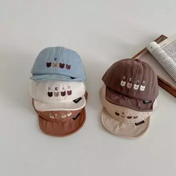 1 шт., милая детская бейсболка для мальчиков и девочек, корейская модная кепка с козырьком с рисунком медведя для малышей, весенне-летняя дорожная солнцезащитная шляпа