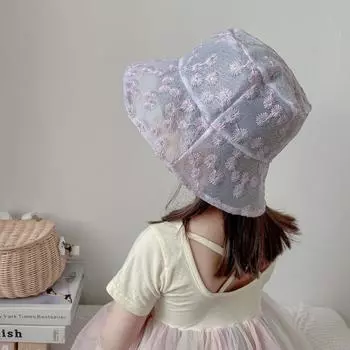 1 шт., милая детская шляпа-ведро с Дейзи для девочек, модная шляпа с вышивкой в виде рыбы для маленьких девочек, весенне-летняя шляпа для путешествий, реквизит для фотосъемки 1-4 Year фиолетовый