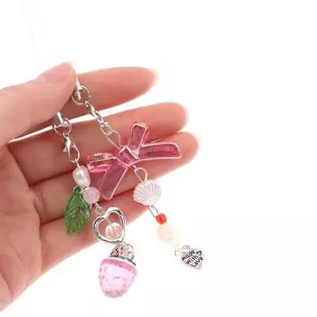 1 шт., милая Ins, автомобильная сумка, аксессуары «сделай сам», Y2K, кулон в форме сердца, бабочки, кисточки, брелок из бисера, украшения для телефона as the picture