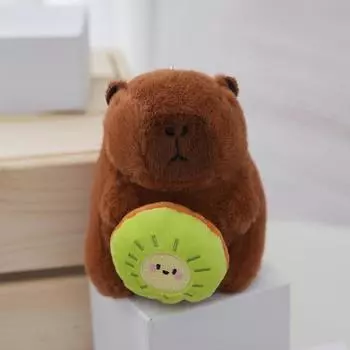 1 шт. Милая Капибара, держащая фрукты, брелок, плюшевая игрушка, кукла, автомобильная сумка, подвеска, мультяшная Капила, брелок, кукла, настольные украшения