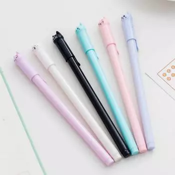 1 шт. Милая кавайная гелевая ручка для кошек, забавный котенок, мультфильм, школьные канцелярские принадлежности, подарок Эллен Брук, милая, симпатичная Ink Color:Black