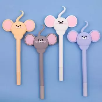 1 шт., милая кавайная мультяшная креативная гелевая ручка с большими ушками в виде крысы для офиса и школы, милые довольно забавные канцелярские принадлежности, милая ручка