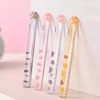 1 шт. Милая кошачья лапка, прямая линейка, кавайные канцелярские принадлежности, забавный чертеж, офис, школа, измерительный чертеж