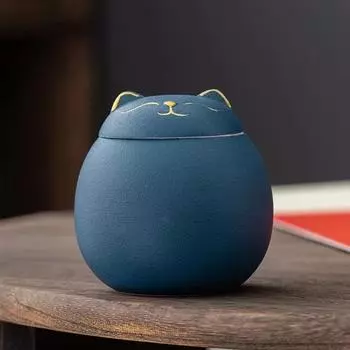 1 шт. Милая креативная банка-органайзер для хранения чая в форме счастливого кота, бытовая герметичная керамическая банка для чая, инструменты, кухонные принадлежности оранжевый