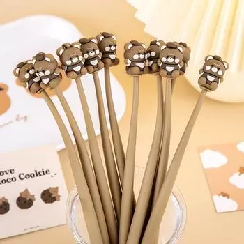 1 шт., милая креативная ручка с медведем, офисные школьные принадлежности, милые канцелярские принадлежности, довольно милая мягкая гелевая ручка Black