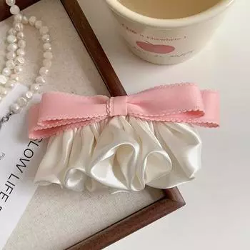 1 шт. милая кружевная атласная плиссированная заколка-бант, французская элегантная и универсальная заколка-пружина, модная новая контрастная заколка-пружина