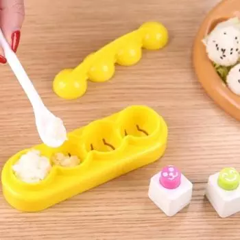 1 шт., милая мини-форма для риса и овощей, 1 шт., мясо, 4 шарика, суши-онигири, инструмент, пищевой материал, ПП, кухонные аксессуары жёлтый
