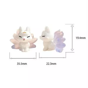 1 шт. Милая мини-люминесцентная смоляная девятихвостая лиса, украшение, светящаяся в темноте, миниатюрные фигурки, лиса, микропейзаж, кукольный домик, декор синий