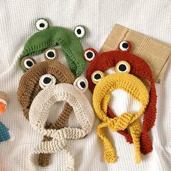 1 шт. Милая модная шапка-лягушка, зимняя теплая вязаная шапка, защита ушей, реквизит для фотосъемки