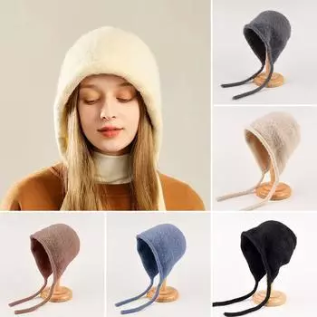 1 шт. Милая модная теплая шапка с искусственным мехом для защиты ушей, мягкая утолщенная защита от холода