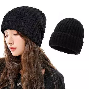 1 шт. Милая модная вязаная шапка зимняя теплая однотонная уличная велоспорт шерстяная ворсовая шапка мягкая ветрозащитная